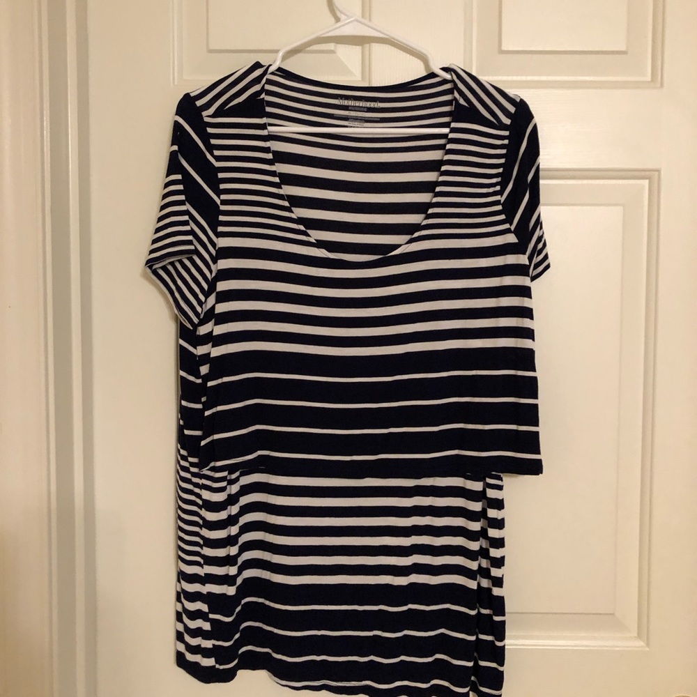 White/ Navy Striped Shirt-Motherhood Maternity